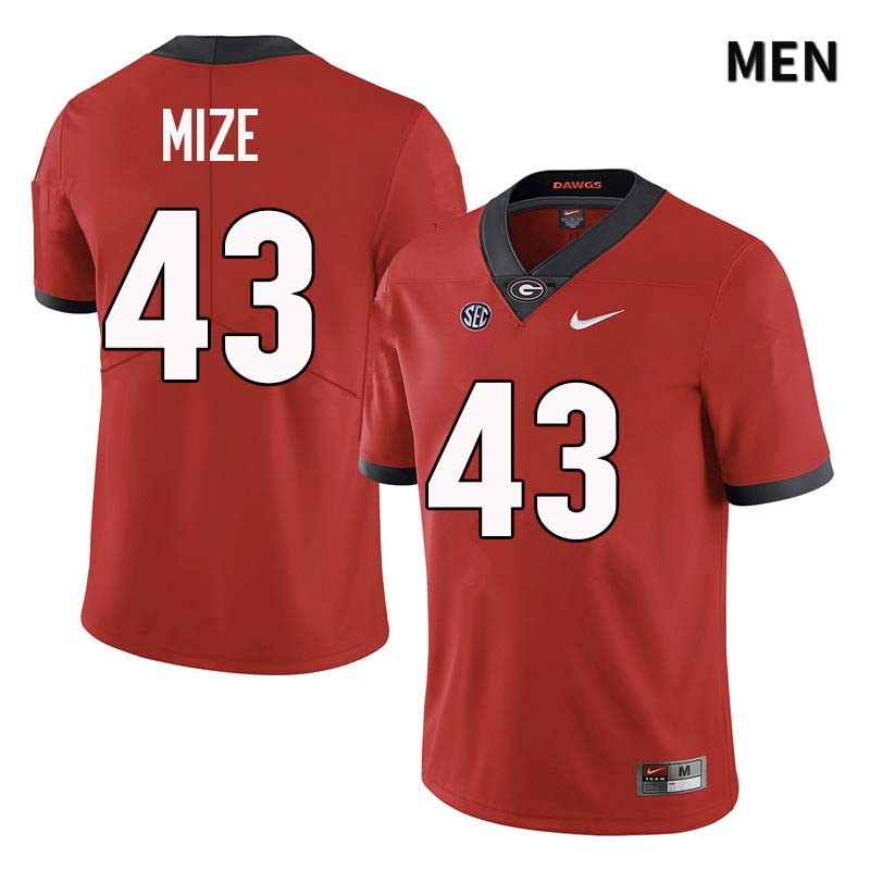 Georgia Bulldogs Men's Isaac Mize #43 Red Stitched College UGA Football Jersey 23UO014DM